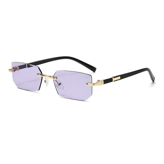 Rimless Cut Edge Rectangle Sunglasses Unisex