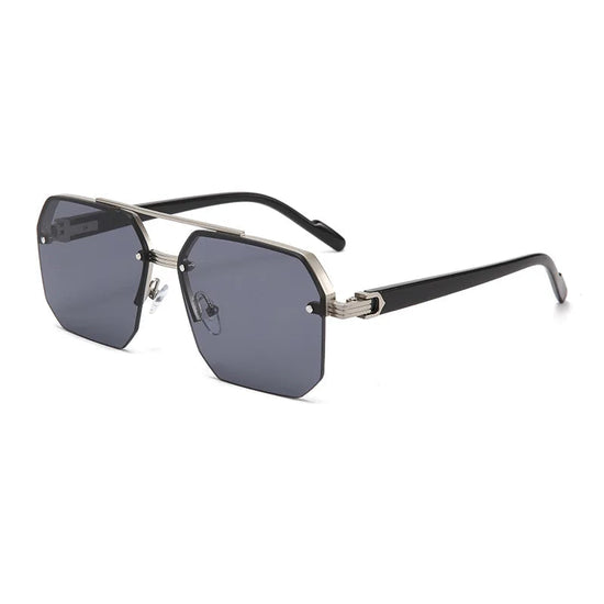 Oversize Retro Double Bridges Polygon SquareSunglasses Men