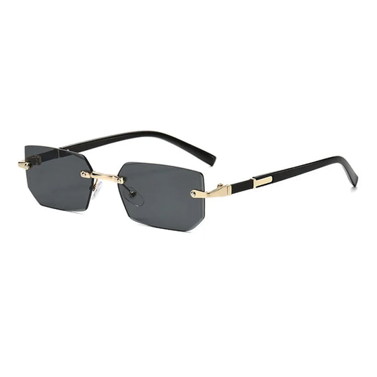 Rimless Cut Edge Rectangle Sunglasses Unisex